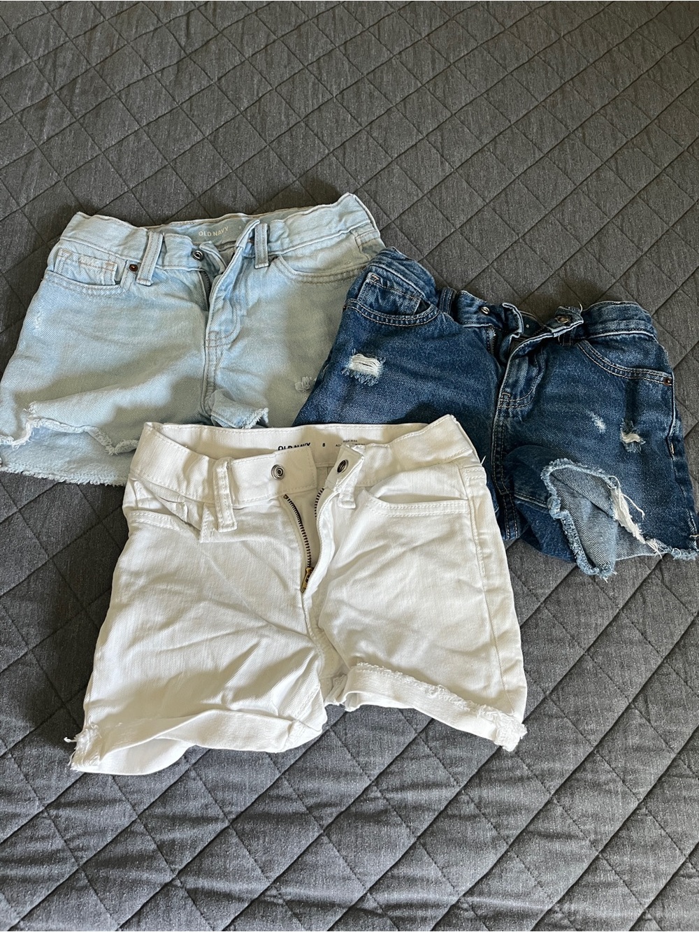 Three-Pack Girls Denim Shorts — White, Light Blue & Dark Blue Old Navy 8